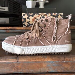 Blowfish Women's High-Top Sneakers in Brown and White